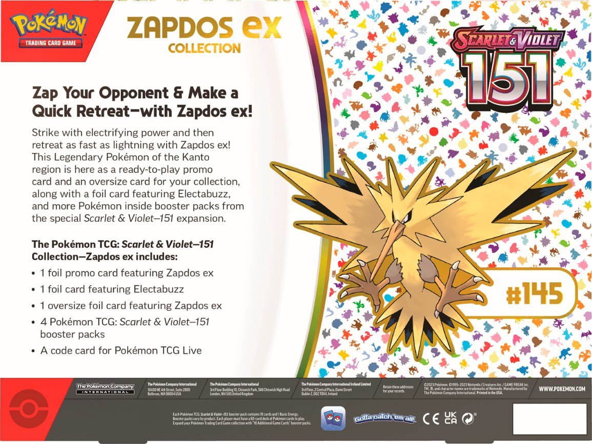 Pokémon TCG Scarlet & Violet - 151 Zapdos EX Collection Box